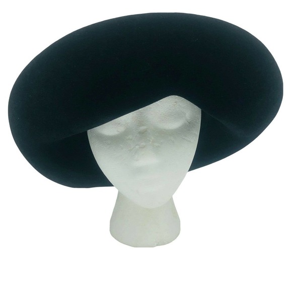 Bullocks Willshire Wynshire Millinery Luxuria Italy Black Vintage Wool Felt Hat main image 5
